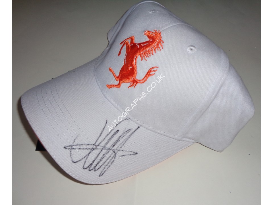 Sebastian Vettel F1 Ferrari authentic genuine signed cap. COA UACC Sebastian Vettel F1 Ferrari authentic genuine signed cap. COA UACC
