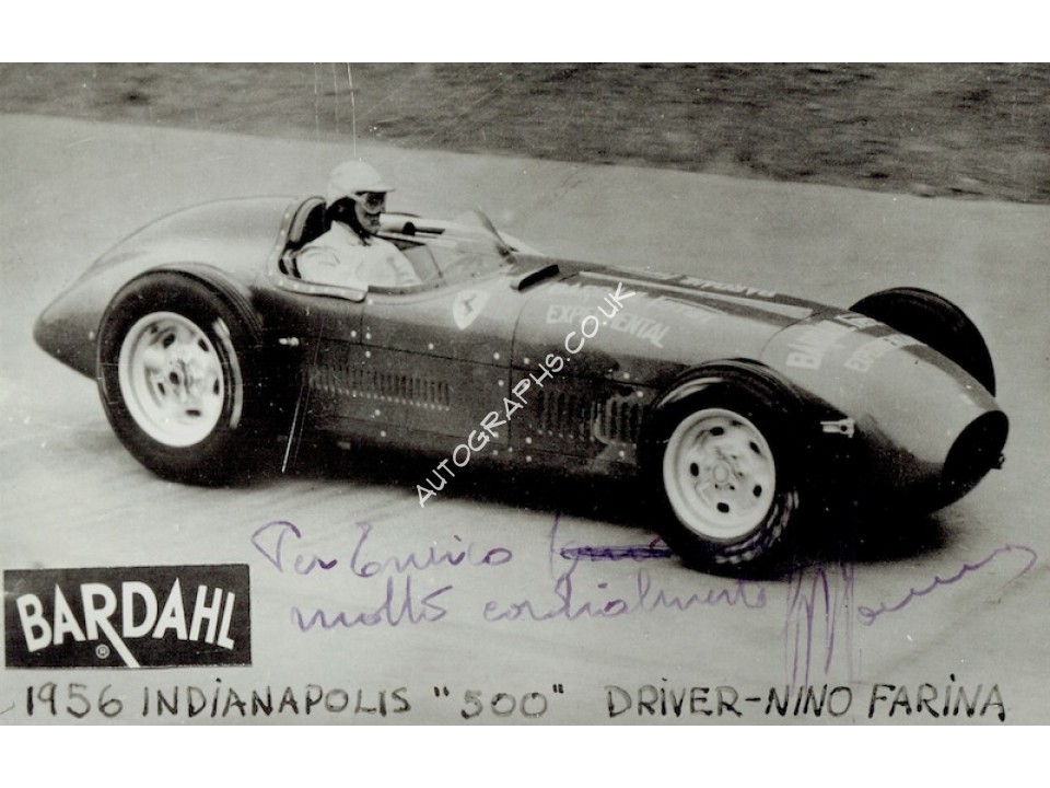 Guiseppe Farina authentic signed autograph signatures photo. COA UACC