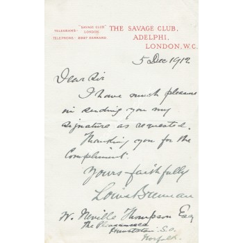 Louis Brennan  original authentic genuine autograph signed letter. COA UACC