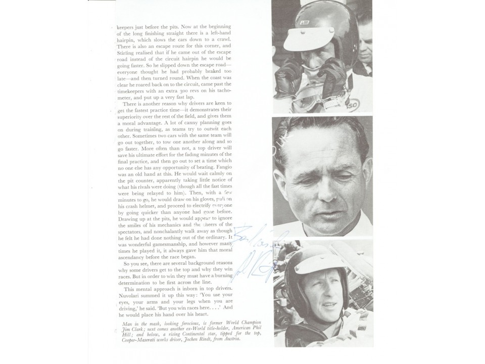 Jochen Rindt authentic genuine signed autograph. COA UACC