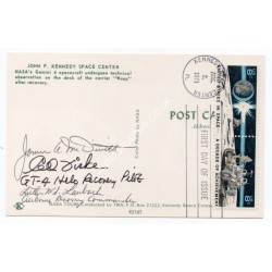Jim McDivitt Apollo Gemini signed authentic genuine signature postcard. COA UACC