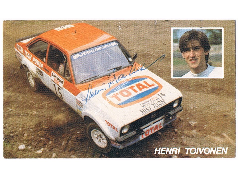 Henri Toivonen genuine authentic signed autograph signatures. COA UACC Henri Toivonen genuine authentic signed autograph signatures. COA UACC