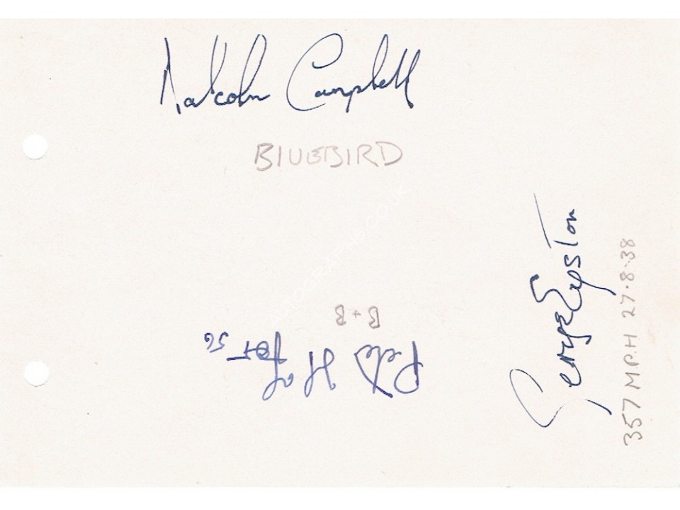 Malcolm Campbell George Eyston authentic signed autographs. COA UACC Malcolm Campbell George Eyston authentic signed autographs. COA UACC