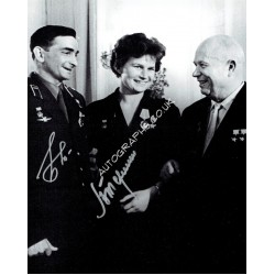 Tereshkova / Bykovsky original authentic genuine signed photo. COA UACC