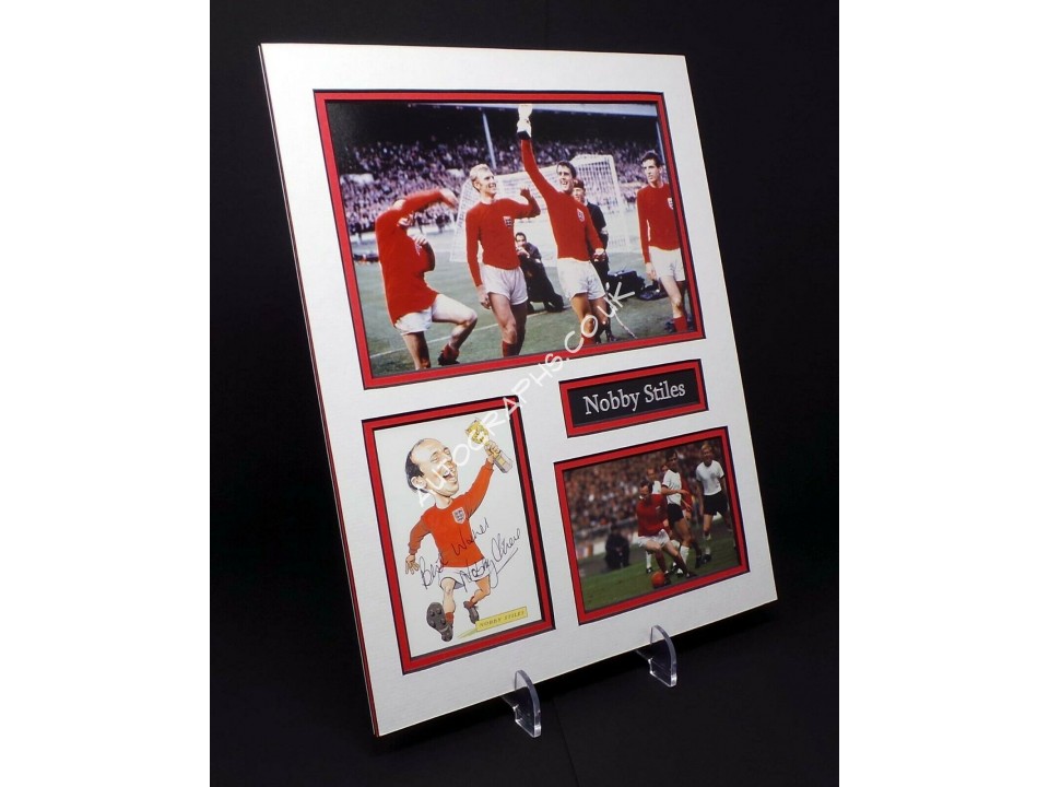 Nobby STILES Signed Mounted Photo Display England 1966 Football Legend. COA UACC