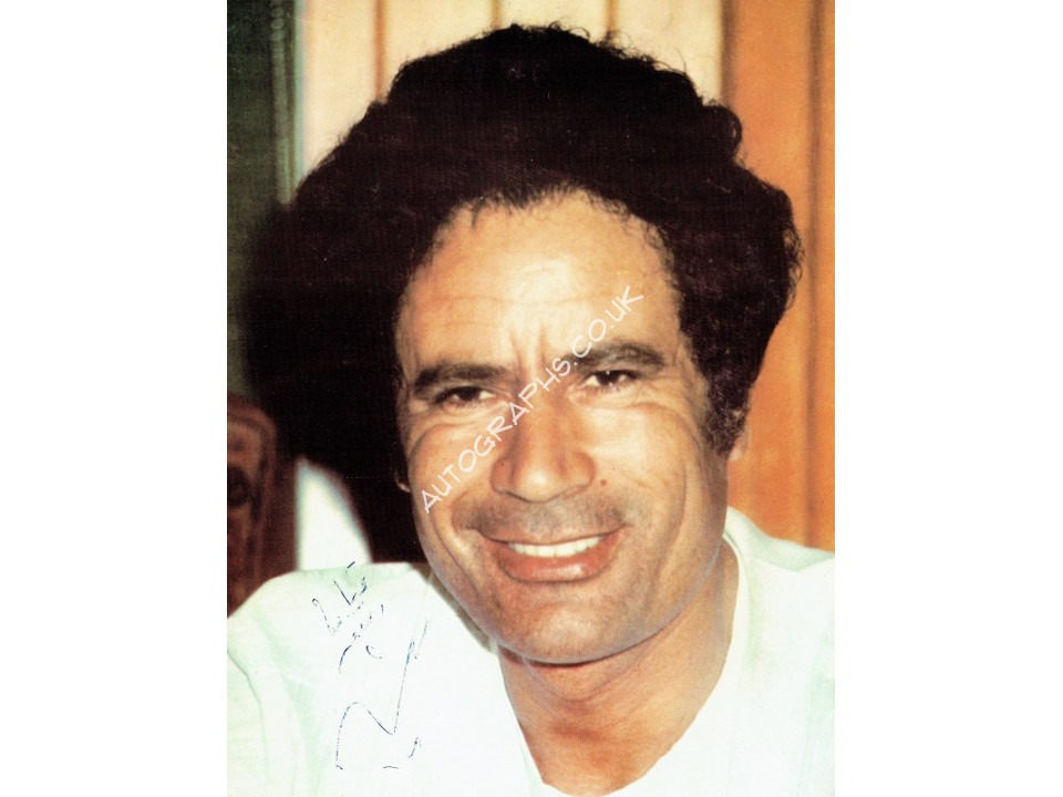 Muammer Gaddafi authentic genuine signed autographs photo. COA UACC Muammer Gaddafi authentic genuine signed autographs photo. COA UACC
