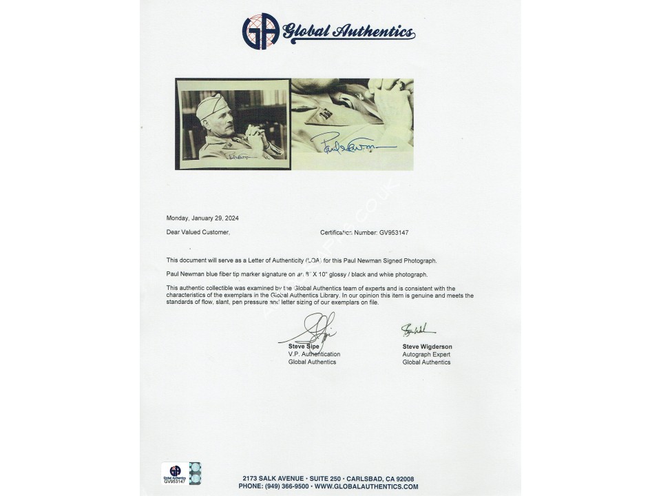 Paul Newman  authentic genuine signed autographs photo. COA UACC