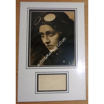 Amy Johnson Mollison genuine signature signed autograph display photo. COA UACC