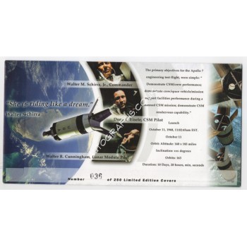 Walt Cunningham Apollo 7 genuine signed authentic signature FDC. COA UACC