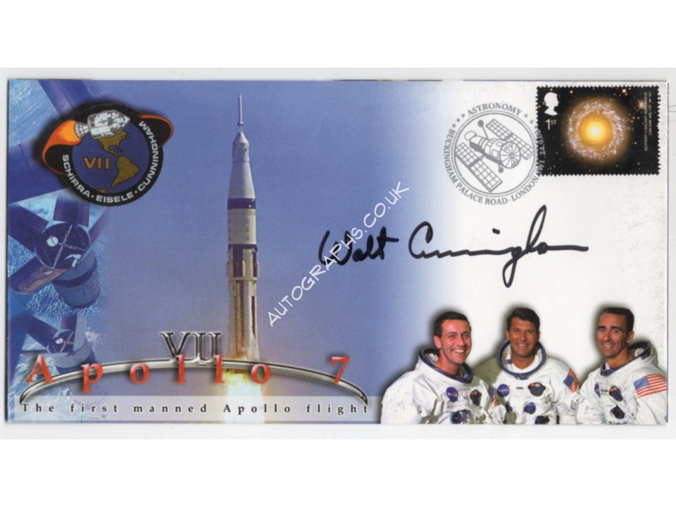 Walt Cunningham Apollo 7 genuine signed authentic signature FDC. COA UACC