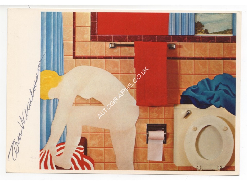 Tom Wesselmann authentic original signed colour postcard. COA UACC