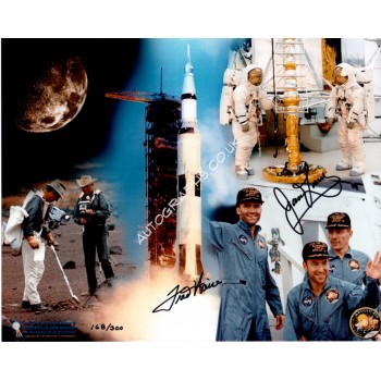 Jim Lovell Fred Haise Apollo 13 authentic signed autograph photo. COA UACC