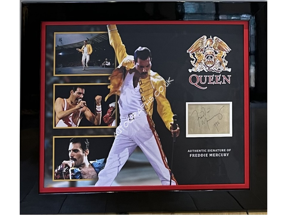 Queen Freddie Mercury genuine authentic autograph signed signature display. COA UACC