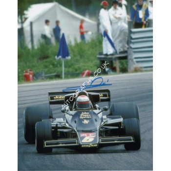 Mario Andretti Lotus F1 genuine signed authentic signature image. COA UACC