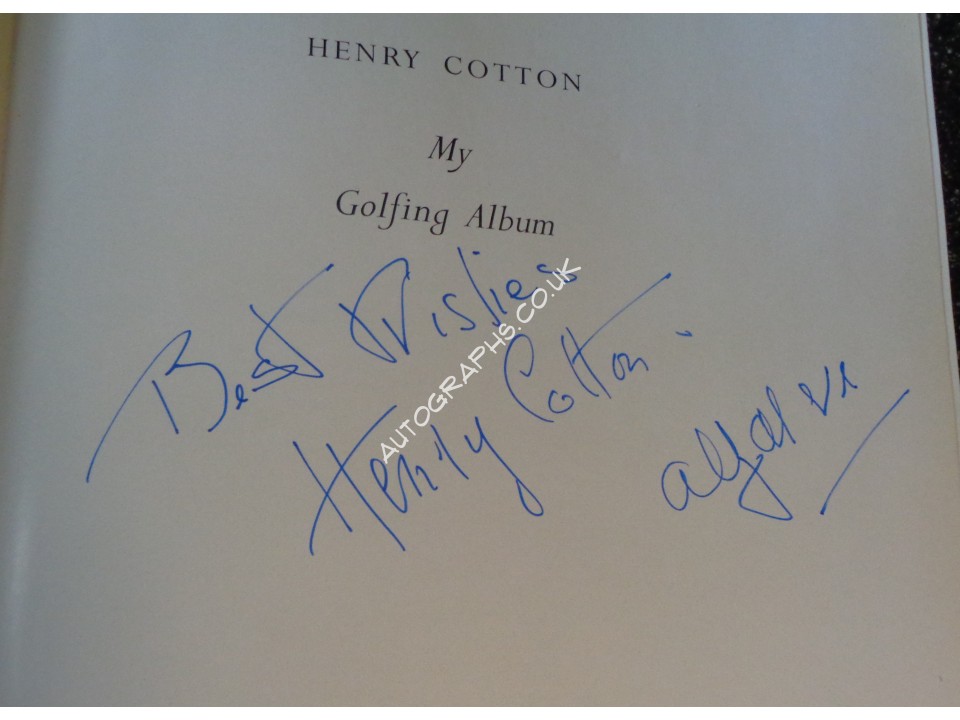 Henry Cotton Golf genuine signed authentic autograph book. COA UACC