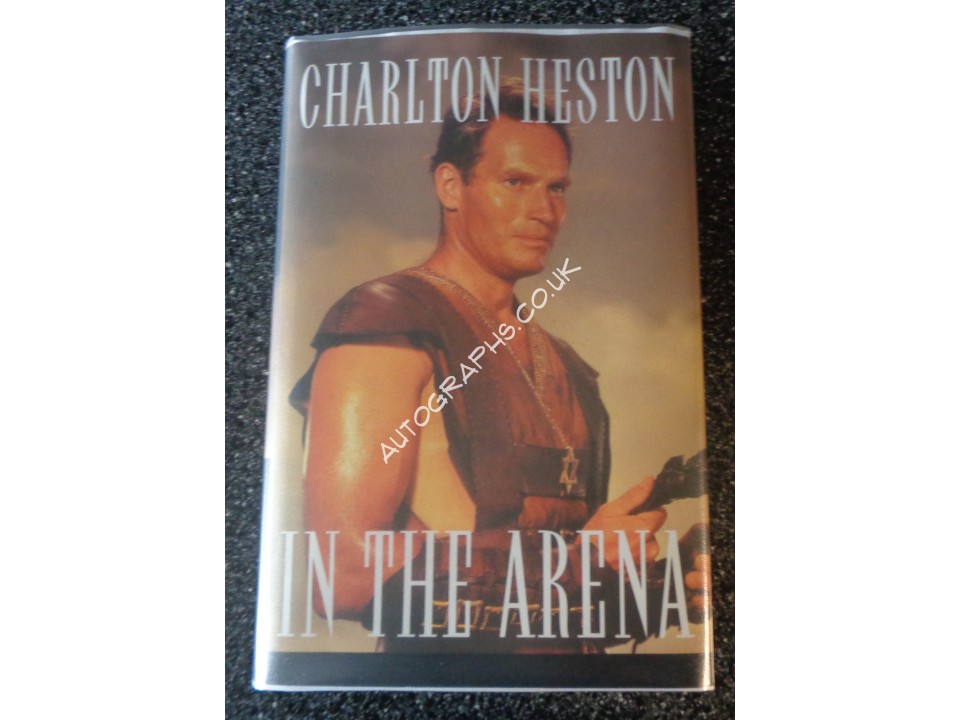 Charlton Heston In The Arena genuine signed authentic autograph book. COA UACC Charlton Heston In The Arena genuine signed authentic autograph book. COA UACC