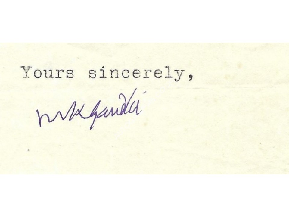 Mahatma Gandhi original authentic genuine autograph - Framed. COA UACC