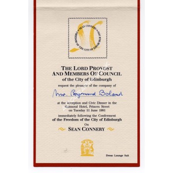 Sean Connery James Bond genuine signed authentic autograph invitation. COA UACC