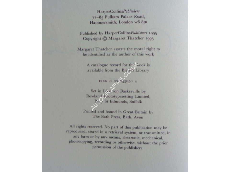Margaret Thatcher PM authentic genuine signed autograph book politics. COA UACC Margaret Thatcher PM authentic genuine signed autograph book politics. COA UACC