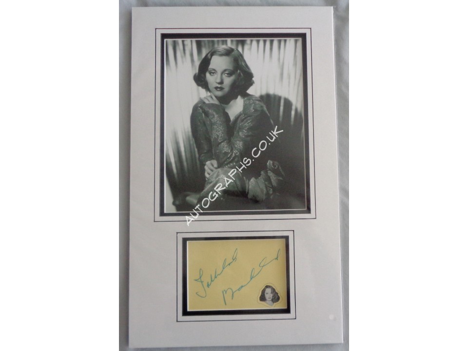 Tallulah Bankhead signed genuine signature autograph display. COA UACC
