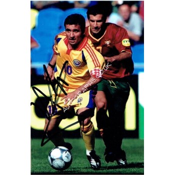 Gheorghe Hagi original authentic genuine signed photo. COA UACC