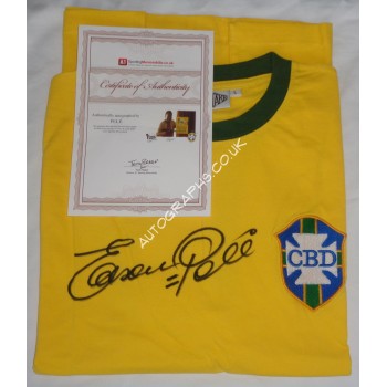 Edson Pele Brazil 1970 genuine signed authentic signature on shirt. COA UACC