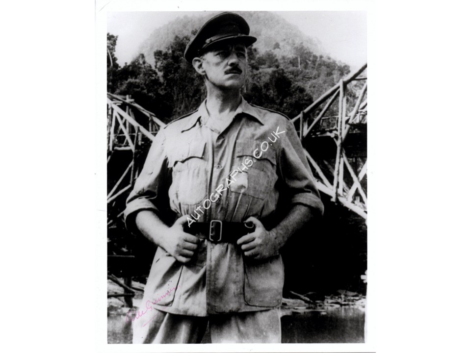 Alec Guinness Bridge Kwai signed genuine signature autograph photo. COA UACC Alec Guinness Bridge Kwai signed genuine signature autograph photo. COA UACC