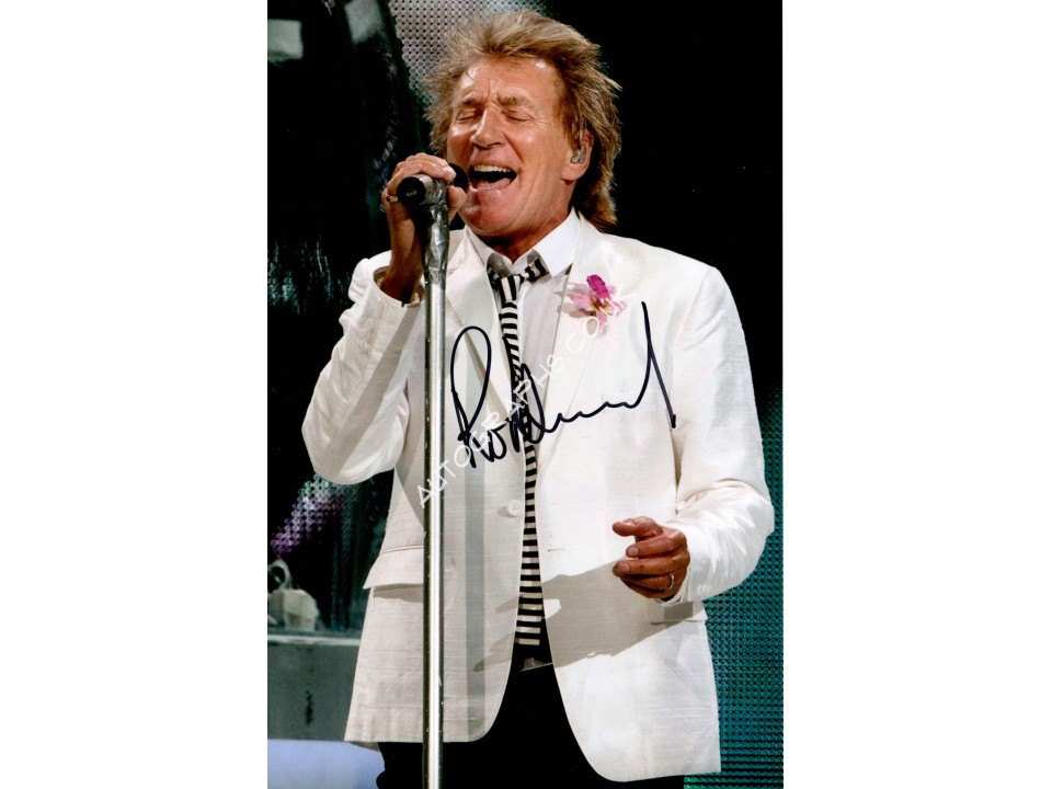 Rod Stewart genuine signed authentic signature photo. COA UACC