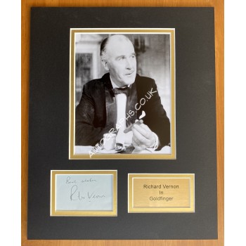 Richard Vernon James Bond 007 Goldfinger Signed Display. COA UACC