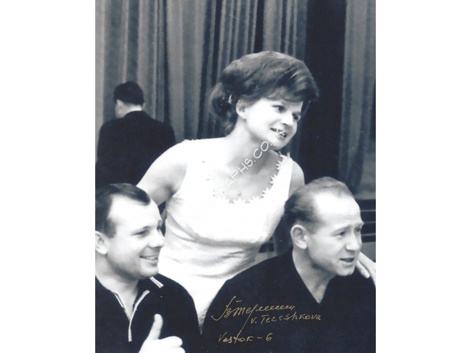 Valentina Tereshkova Signed 8x10 Russian Photograph Yuri Gagarin. COA UACC