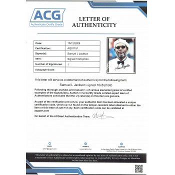 Samuel L Jackson signed authentic genuine signature. COA UACC