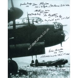WW2 Lancaster pilots multi signed genuine authentic autograph photo. COA UACC