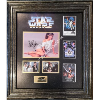 Star Wars Carrie Fisher genuine authentic autograph signed display. COA UACC