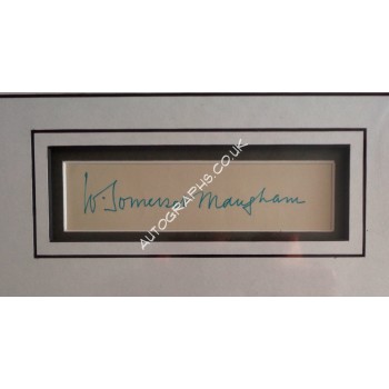 W Somerset Maugham signed authentic signature autograph display. COA UACC W Somerset Maugham signed authentic signature autograph display. COA UACC