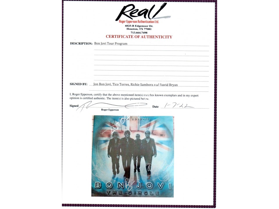 Jon Bon Jovi signed authentic signature autograph program. COA UACC