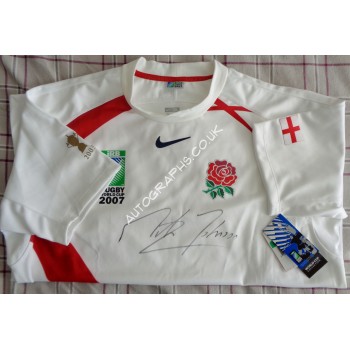 Martin Johnson rugby 2003 signed authentic signature autograph shirt. COA UACC