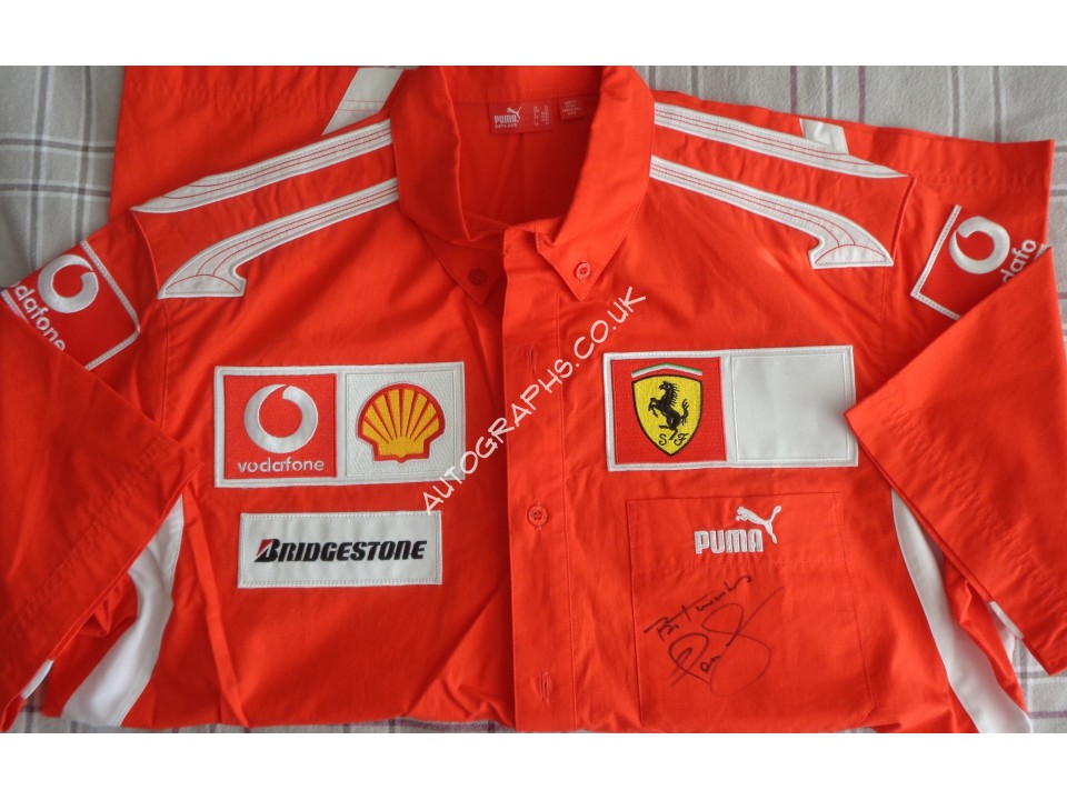 Nigel Mansell Ferrari F1 signed authentic signature autograph shirt. COA UACC