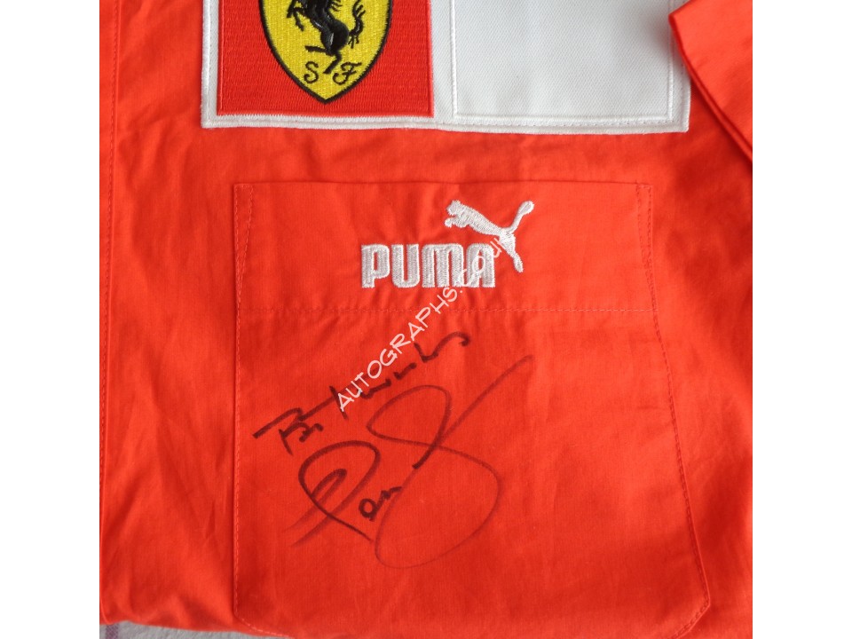 Nigel Mansell Ferrari F1 signed authentic signature autograph shirt. COA UACC