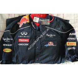 Sebastian Vettel Red Bull F1 signed authentic signature autograph shirt. COA UACC