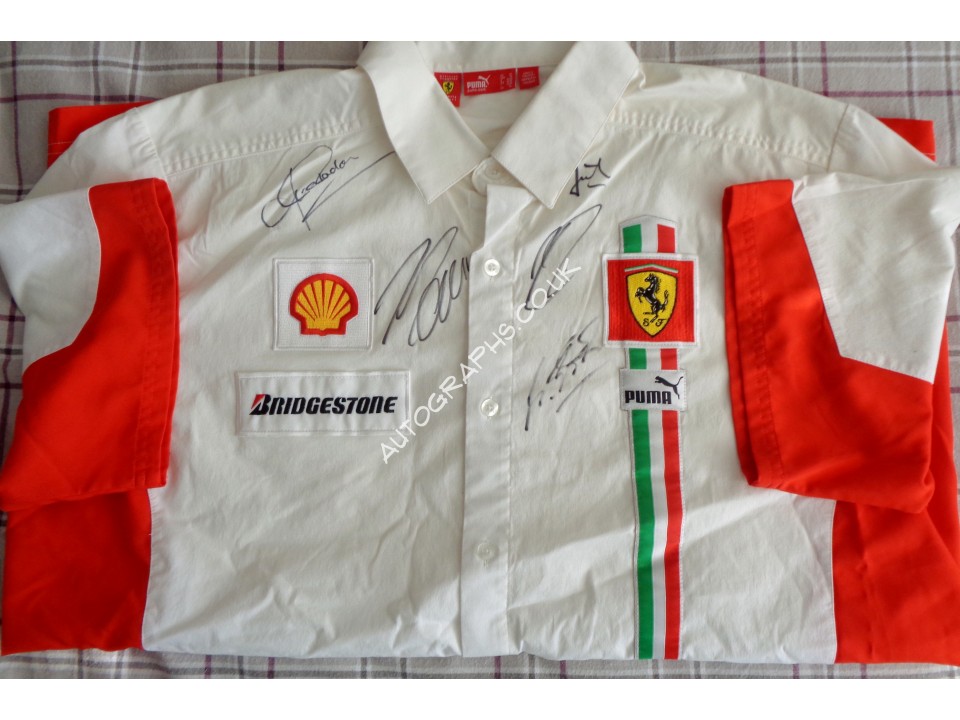 Schumacher Ferrari F1 Raikkonen signed authentic signature autograph shirt. COA UACC