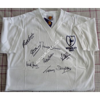 Tottenham Spurs 1961 signed shirt signed authentic signature autograph. COA UACC