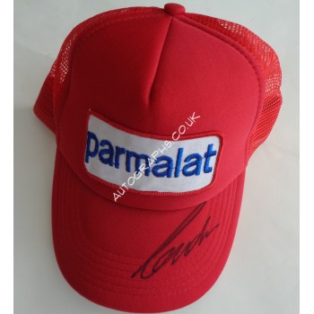 Niki Lauda Ferrari F1 Parmalat signed genuine signature autograph cap. COA UACC