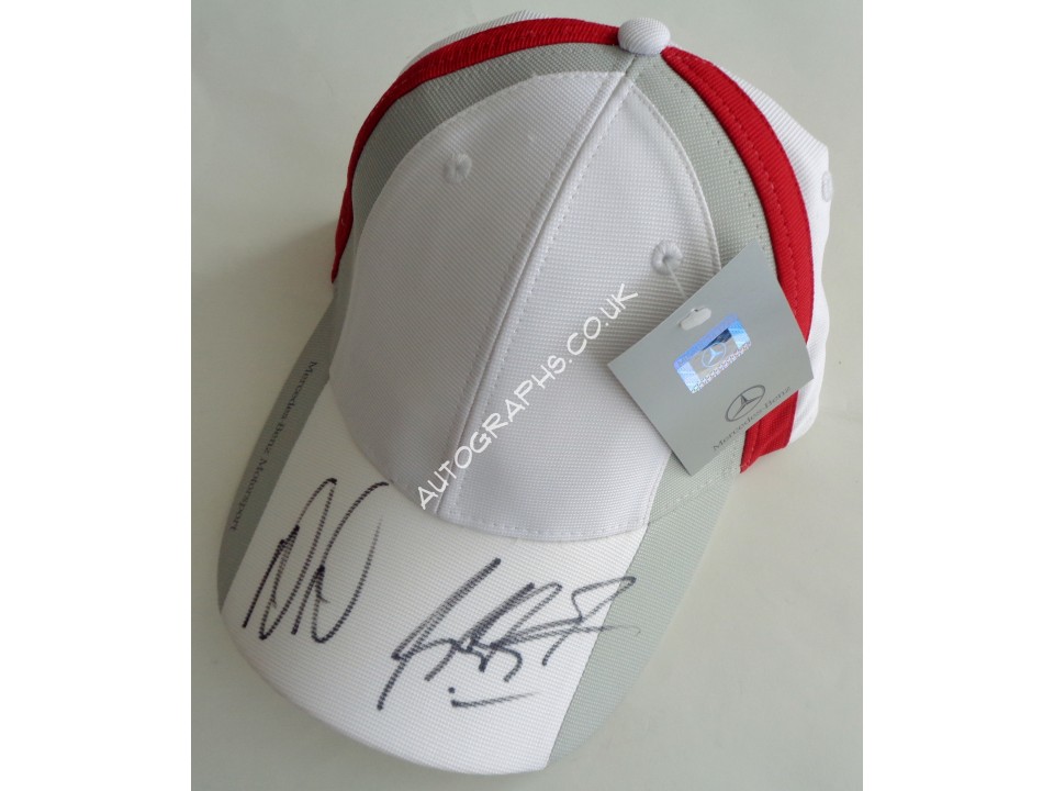 Michael Schumacher Ross Brawn Mercedes authentic genuine signed cap. COA UACC