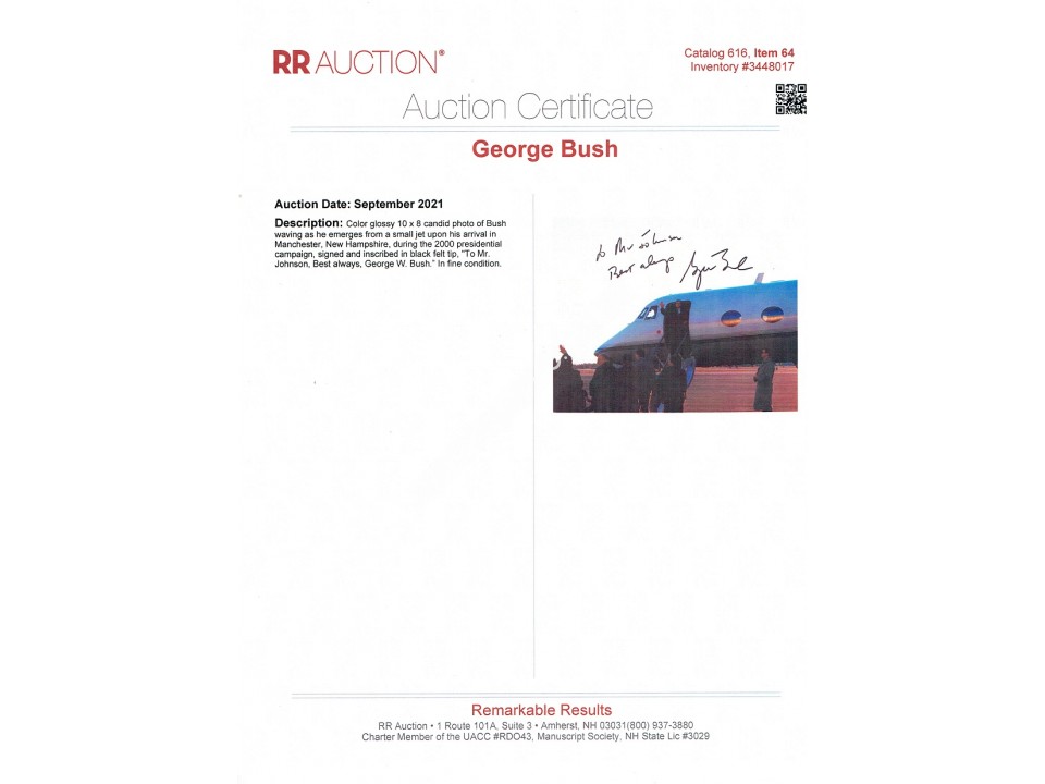 George W Bush genuine signed photograph. COA UACC