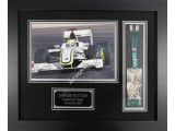 Jenson Button Brawn F1 genuine autograph signature signed pass display. COA UACC