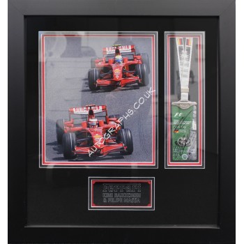 Kimi Raikkonen Massa F1 genuine autograph signature signed pass display. COA UACC
