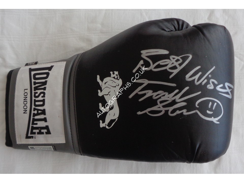Frank Bruno boxing signed authentic signature autograph glove. COA UACC