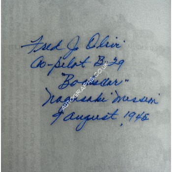 WW2 Fred Olivi Nagasaki authentic genuine signature signed book. COA UACC WW2 Fred Olivi Nagasaki authentic genuine signature signed book. COA UACC