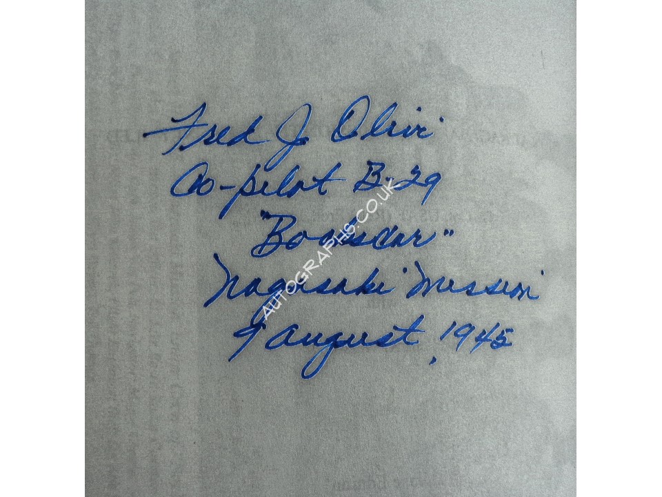 WW2 Fred Olivi Nagasaki authentic genuine signature signed book. COA UACC