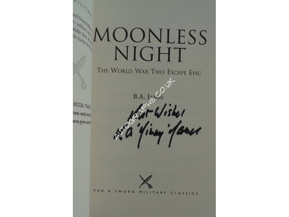 WW2 Jimmy James Moonless Night authentic genuine signed autograph book. COA UACC